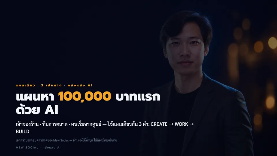 ปกสไลด์ แผนหา 100,000 บาทแรก ด้วย AI